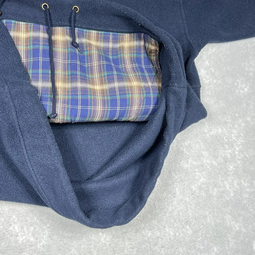 VTG NFL Sweatshirt Mens XL Navy 1/4 Zip Embroidered Fleece Plaid Lined Sweater